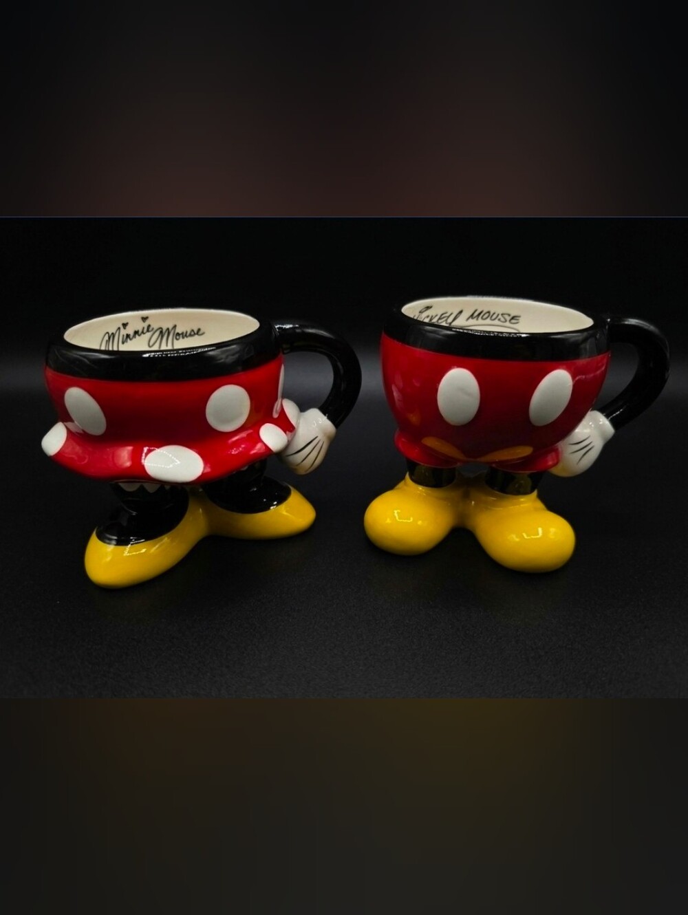 Disney Red White Black Yellow Mickey & Minnie Ceramic Character Mugs